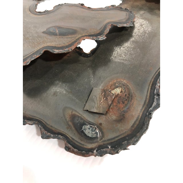 1970s Artist Signed Brutalist Metal Wall Mirror For Sale - Image 12 of 12
