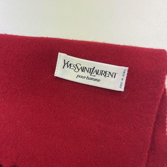 Yves Saint Laurent Red Solid 100% Wool Scarf For Sale - Image 6 of 9