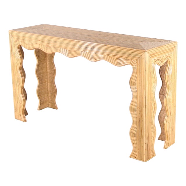 Rattan Wave Console Table For Sale