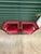 A fabulous pair of vintage petite tub chairs featuring sculptural wood frames and rich raspberry-red velvet upholstery....
