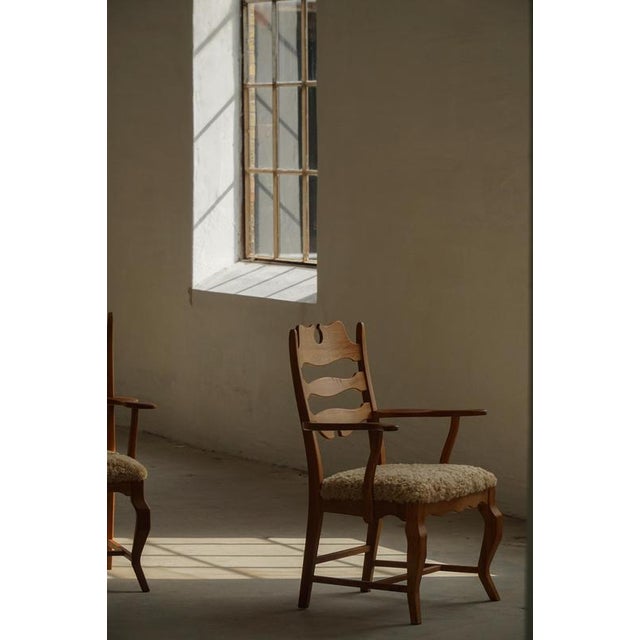 Razorblade Armchairs in Oak and Lambswool attributed to Henning Kjærnulf, 1960s, Set of 2 For Sale - Image 16 of 18
