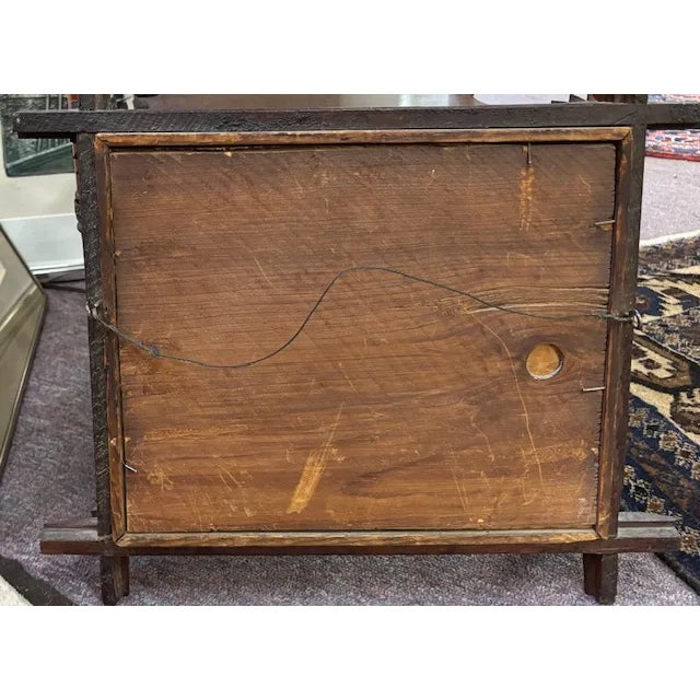 Antique American Wood Criss Cross Frame With Antique Floral Print, Americana, Folk Art For Sale In New York - Image 6 of 6