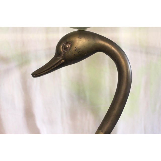 Metal Large Brass Swan Dining Table With a Glass Top From the 1970s For Sale - Image 7 of 18