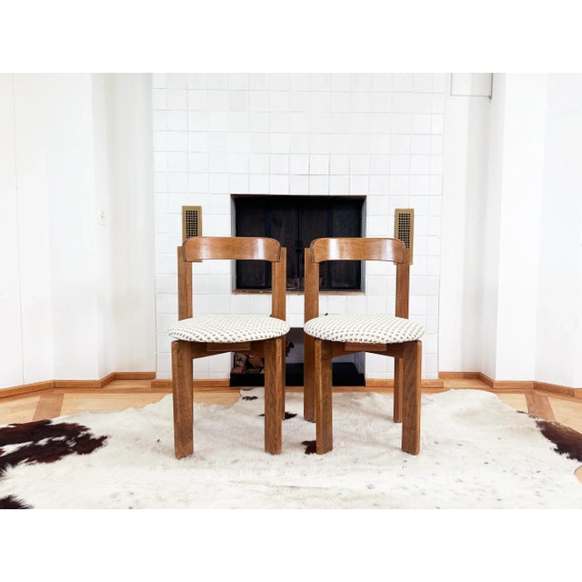 Solid Oak Brutalist, Postmodern Dining chairs from the 1970s. Very sturdy and comfortable, high quality design, made in...