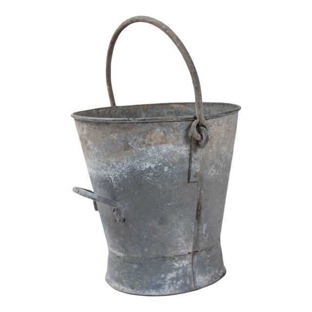 Antique French Zinc Milk Bucket, Early 20th Century For Sale