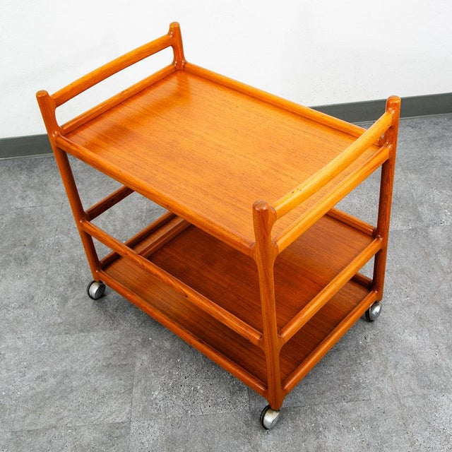 1960s Serving Bar Cart Trolley Johannes Andersen Teak Silkeborg For Sale In Sacramento - Image 6 of 12