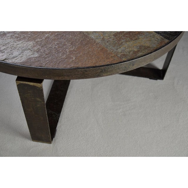 Paul Kingma Mid-Century Slate Stone and Brass Coffee Table by Paul Kingma For Sale - Image 4 of 12