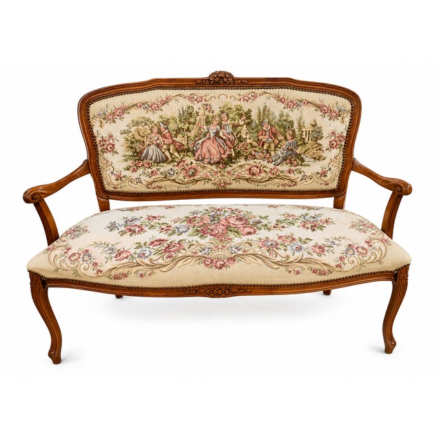 Wood Louis XV Rococo Sofa Bench, 1950s For Sale - Image 7 of 7
