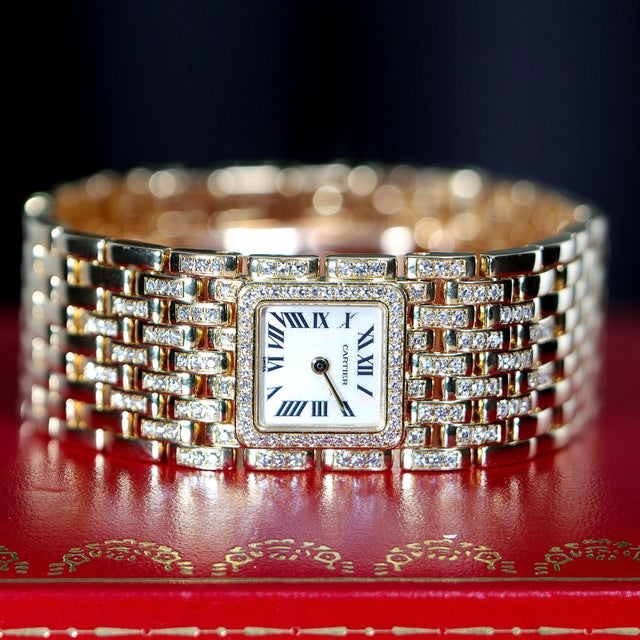 Cartier Panthère Ruban Wg3009ta Factory Diamond 18k Gold Full Set Watch For Sale - Image 14 of 18