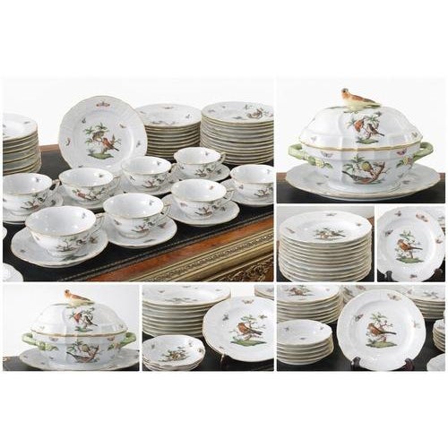 Ceramic Herend Rothschild Bird Pattern Set of Fine Hungarian China - 107 Pieces For Sale - Image 7 of 8