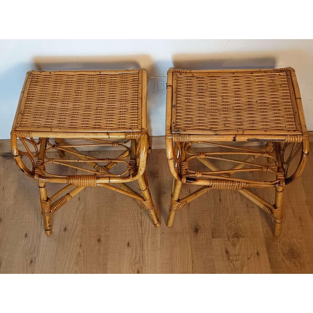 Bamboo Bedside Tables, 1960s, Set of 2 For Sale - Image 11 of 14