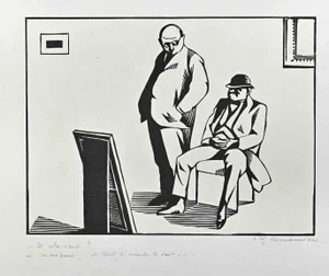 Hermann Paul, The Collector, Original China Ink Drawing, Early 20th Century
