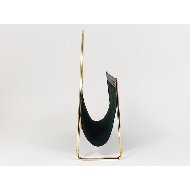 Mid-Century Magazine Rack in Brass and Black Leather by Carl Auböck, 1950s For Sale - Image 6 of 18