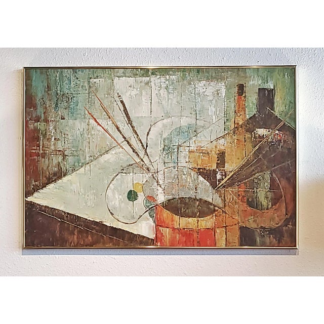 Oil on Canvas Still Life With Artist's Tools by Unknown Artist (2000s) For Sale - Image 10 of 10
