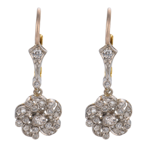 1920s Pair of Edwardian Style Diamond Platinum Drop Earrings
