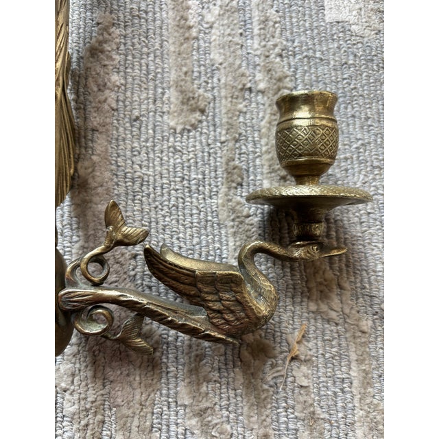 Metal French Brass Angel Sconces, a 19th Century Pair For Sale - Image 7 of 15