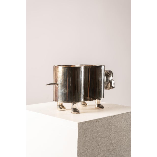 Bulldog Bottle Holder in Polished Metal, 1970s For Sale - Image 9 of 14