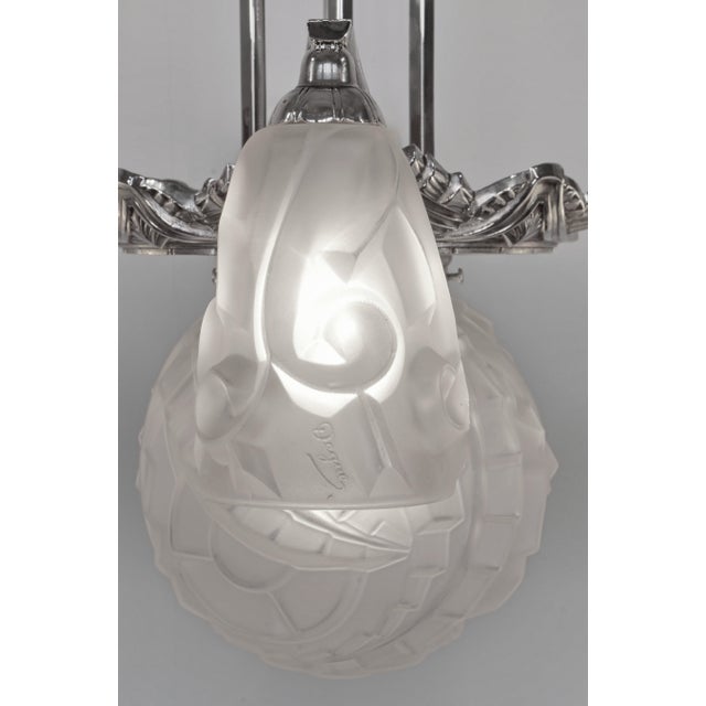 French Art Deco Chandelier by Degue 1930 France For Sale - Image 10 of 11