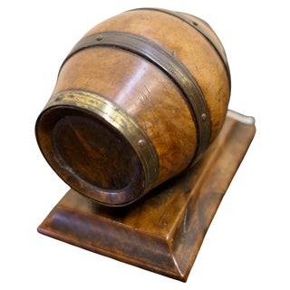 Antique Treen String Barrel with Brass, 1880 For Sale
