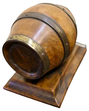 Antique Treen String Barrel with Brass, 1880