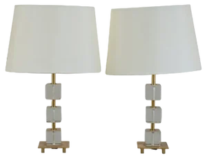 Glass & Brass Table Lamps from Malmo Metallvarufabrik, Sweden, 1960s, Set of 2