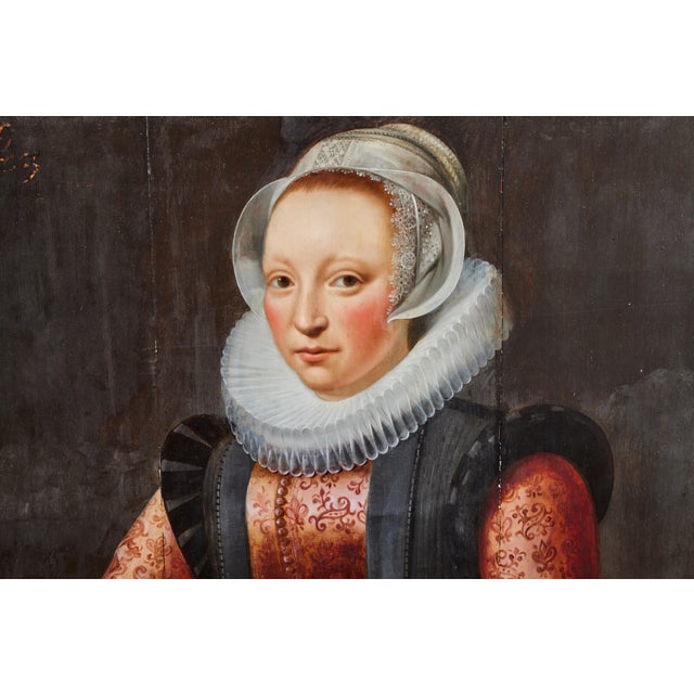 Baroque 17th Century Portrait in Period Frame, 1619 For Sale - Image 3 of 7