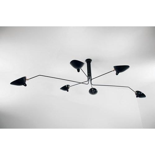 Mid-Century Modern Black Six Rotating Arms Ceiling Lamp by Serge Mouille For Sale - Image 3 of 10