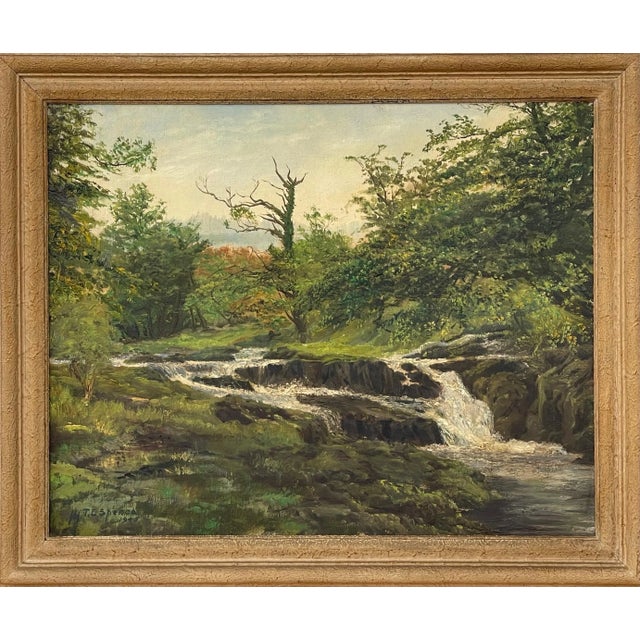 Tobias Everet Spence, River Forest Landscape Oil Painting by 20th Century Post War Irish Artist, 1945 For Sale - Image 13 of 13