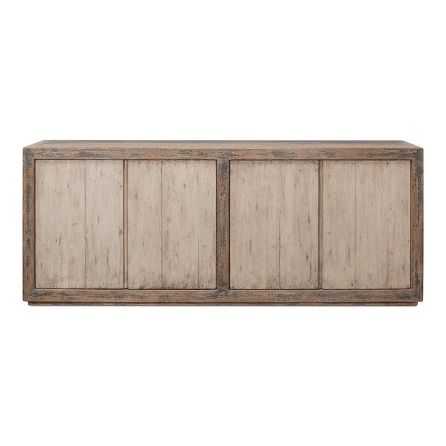 Rustic Transitional Reclaimed Pine Sideboard, 90" - Soft Grey Two-Tone For Sale - Image 3 of 10