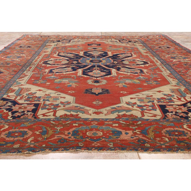 Late 19th Century Persian Serapi Rug, 09'01 X 12'07 For Sale - Image 9 of 10