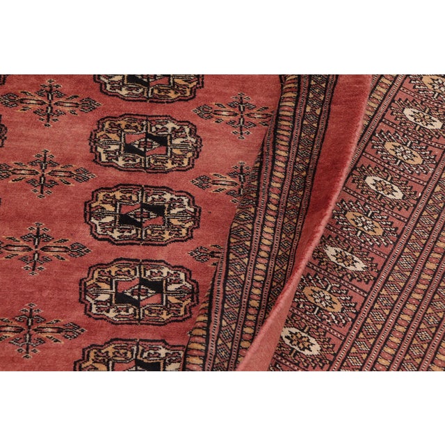 Rose Rustic Bokhara Peach/Black Hand Knotted Wool Rug For Sale - Image 8 of 9