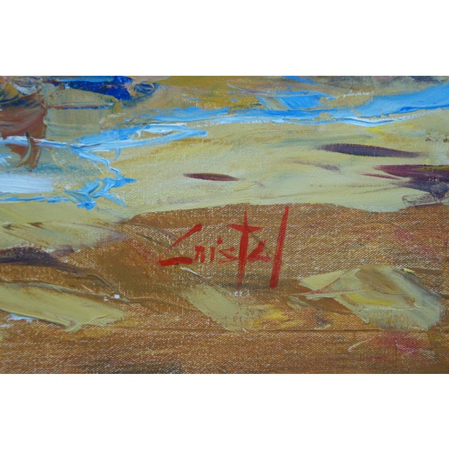 Late 20th Century Impressionist Style Mother and Child on a Beach Oil Painting by Martha Cristel, Framed For Sale - Image 6 of 13