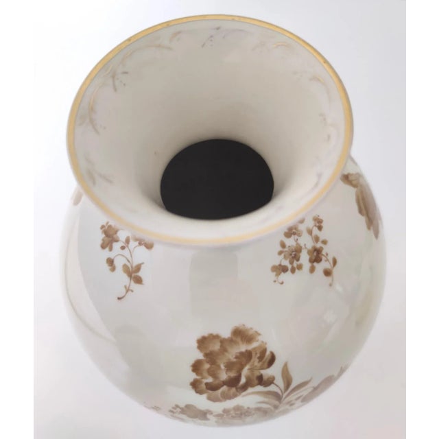 Ivory Ceramic Vase with Brown Floral Details from Rosenthal, Italy, 1943 For Sale - Image 14 of 17