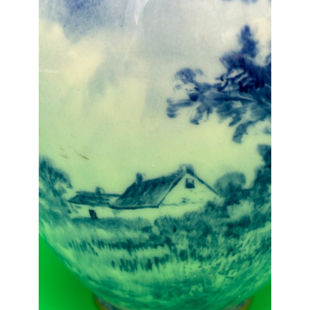 1889-1906 American Belleek Ceramic Art Co Early Lenox Blue Hand Painted Vase For Sale - Image 4 of 12