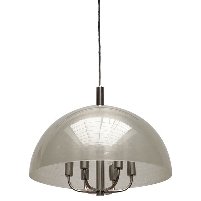 Large Vintage Italian Acrylic Dome Pendant, 1970s For Sale