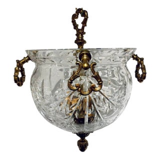Myran Allan Luxury Lighting Hand-Cut Full Leaded Crystal French Gold Pendant Light For Sale