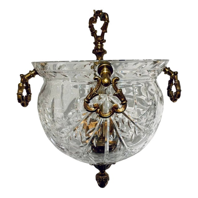 Myran Allan Luxury Lighting Hand-Cut Full Leaded Crystal French Gold Pendant Light For Sale
