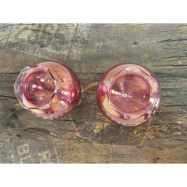 1950s Vintage Cranberry Etched Vase For Sale - Image 5 of 6