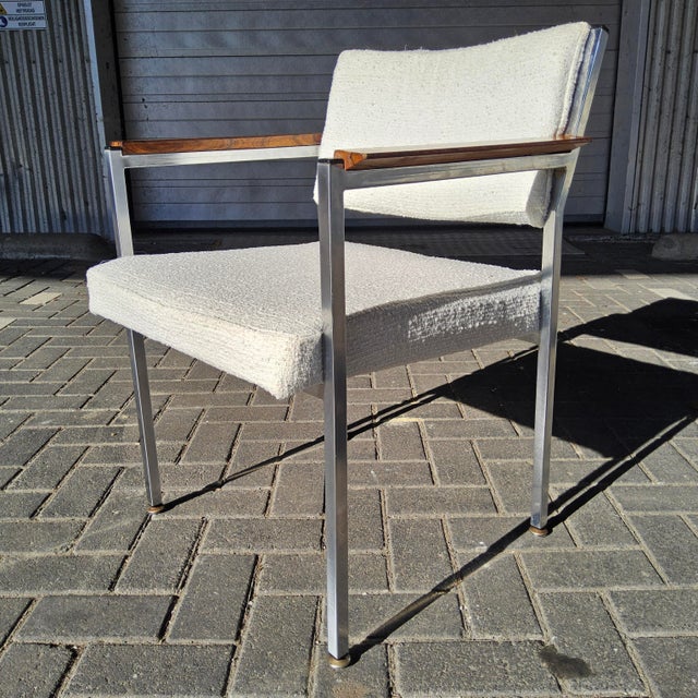 Mid-Century Modern Vintage Armchairs with White Whool Fabric by Hein Salomonson, 1960s, Set of 2 For Sale - Image 3 of 18