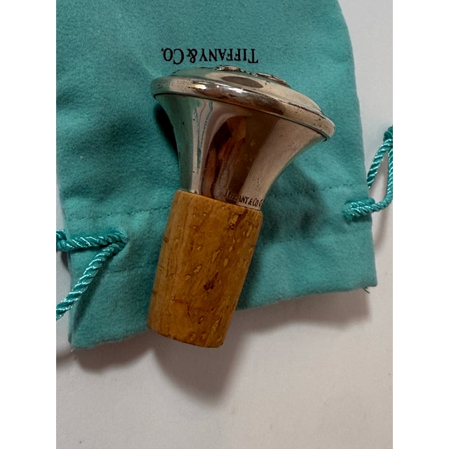 Mid-Century Modern Rare Vintage Tiffany & Co. Sterling Silver Grape Wine Bottle Stopper With Pouch Ex For Sale - Image 3 of 12