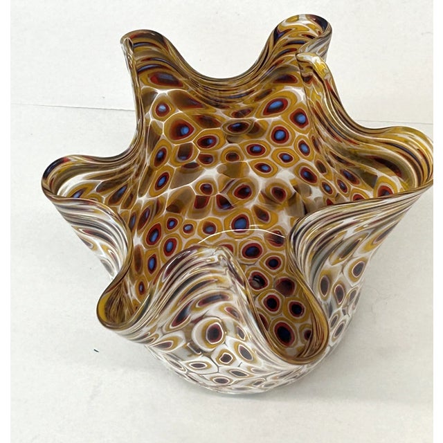 Murano Vintage Murano Glass La Serenissima Millefiori Handkerchief Vase For Sale - Image 4 of 7