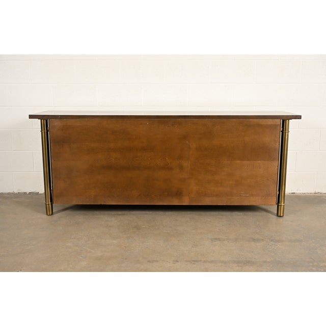 William Doezema for Mastercraft Mid-Century Hollywood Regency Burl Wood and Brass Sideboard Credenza, 1970s For Sale - Image 13 of 14