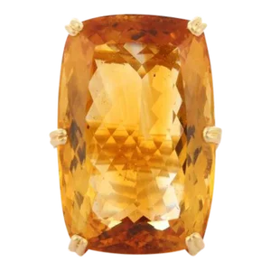 28.8 Ct Cushion Cut Citrine Gemstone Cocktail Ring Size 7