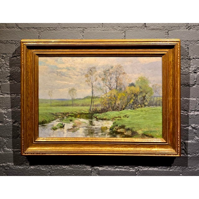 American Olive Parker Black "Trout Stream" Original 1910s East Coast Impressionist Oil Painting For Sale - Image 3 of 13