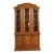 Drexel French Regency Louis XVI Carved Burled Walnut Lighted Breakfront Bookcase Cabinet, Circa 1960s For Sale
