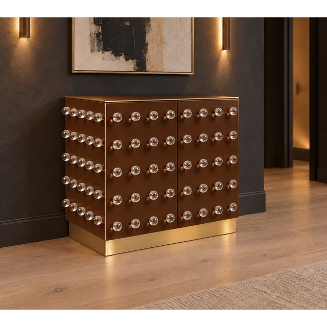 Wood Chocolate Murano Glass 90-Sphere Cabinet on Brass Plinth from Justfurnituress SRL For Sale - Image 7 of 9