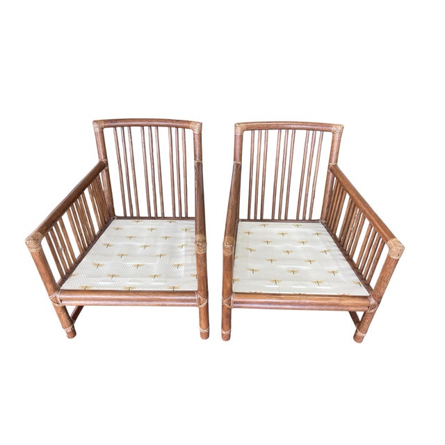 Wood Vintage McGuire San Francisco Rattan Lounge Chairs, a Pair For Sale - Image 7 of 12