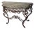 Ornate Vintage Wrought Iron & Green Marble Entryway/Foyer Table For Sale