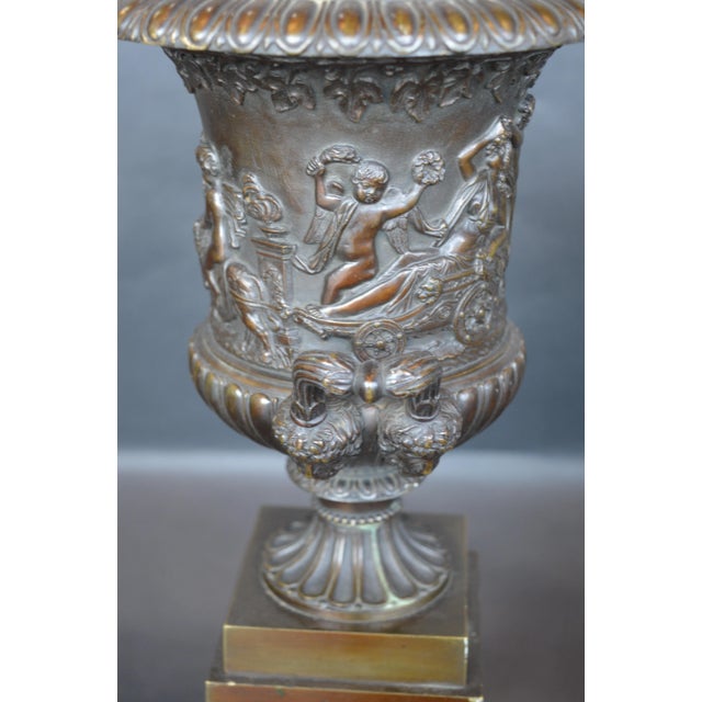 Metal French Bronze and Marble Vases For Sale - Image 7 of 10