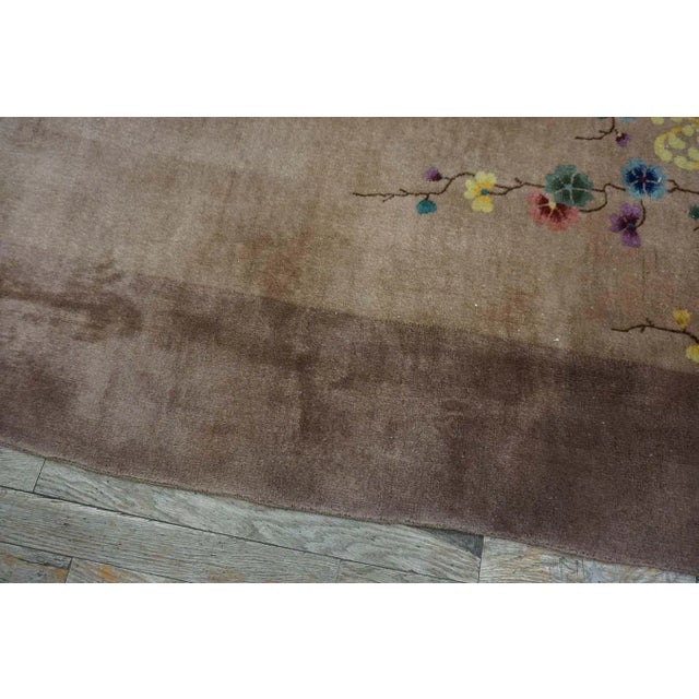 1920s Tan Taupe Garden Antique Chinese Art Deco Carpet 8'9" X 11'6" Handknotted Wool Rug For Sale - Image 13 of 15
